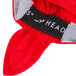 A red Headsweats Shorty Chef Cap with a black and white logo on the front.