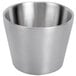 An American Metalcraft stainless steel round sauce cup with a white background.
