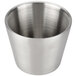 An American Metalcraft stainless steel sauce cup with a satin finish on a white background.