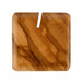 An American Metalcraft square olive wood card holder. A square wooden block with a hole in it.