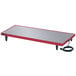 A rectangular red and gray Hatco heated shelf with a cord attached.