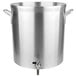 A large silver Vollrath Wear-Ever aluminum stock pot with handles.
