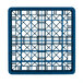 A blue Vollrath plastic glass rack with a grid pattern on it.