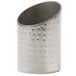 An American Metalcraft stainless steel sugar caddy with hammered dots.