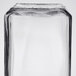 An Anchor Hocking clear square glass jar with a brushed aluminum lid.