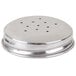 A close-up of a silver American Metalcraft salt and pepper shaker lid with holes.