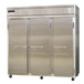 A large stainless steel Continental Refrigerator with three solid doors.