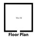The floor plan of a room with a Norlake Kold Locker 10x10 square with a black line.