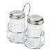 An American Metalcraft clear glass mini spice shaker with a metal lid.