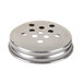 A silver metal American Metalcraft Cheese Mini Shaker Lid with holes in it.