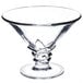 A clear glass Arcoroc dessert dish with a twisty base.