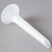 A white plastic funnel tube for a Vollrath #12 meat grinder.