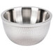 A silver stainless steel Tablecraft Remington bowl with a textured surface and a handle.