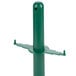 A green pole with a hole in the middle and a green lid on top.
