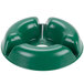 A green polypropylene bowl with two holes.