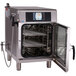 A large stainless steel Alto-Shaam Combitherm CT Express electric boiler-free oven with a door open.