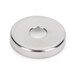 A round stainless steel bearing cap with a hole in the middle.