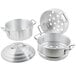 Three Town aluminum steamer pots with lids.