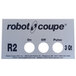 A white card with black text reading "Robot Coupe 39108" and circles.
