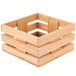 A square bamboo crate riser with a square top and four compartments.