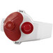 A white and red Robot Coupe small vegetable pusher with a red knob.