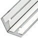 A stainless steel metal bar with white metal brackets on each end.