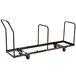 A black metal National Public Seating folding chair dolly with three wheels.