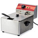 An Avantco countertop fryer with a night cover on it.