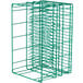 A green Microwire rack with 20 compartments.