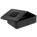 A black square plastic container with a lid.