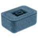 A blue rectangular small multi-purpose container with a square lid.