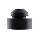 A black round grommet with a round cap on a white background.