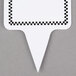 A white sign spear with black checkered border.