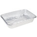 A Durable Packaging silver foil tray with a lid.