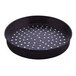 An American Metalcraft black round pizza pan with perforations.