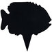A black silhouette of a fish on a stick.