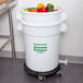 A white Rubbermaid BRUTE container full of vegetables.