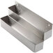 A stainless steel metal box with two shelves with keyholes.