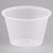 A clear plastic Newspring Ellipso souffle container with a clear lid.