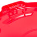 A Rubbermaid red plastic lid for a round trash can.