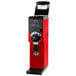 A red and black Bunn G3 bulk coffee grinder.