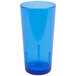 A Cambro Sapphire Blue plastic tumbler with a textured design.