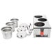 A Vollrath countertop rethermalizer package with four silver containers and a lid.