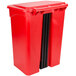 A Continental red rectangular trash can with black handles and a lid.