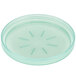 A jade green plastic lid with holes in it.