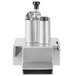 A silver stainless steel Robot Coupe Vegetable Prep Attachment with a black handle.