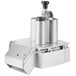 A stainless steel Robot Coupe vegetable prep attachment with a black handle.