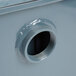 A close-up of a hole in a metal container threaded for Watts WD-35-THD Grease Trap.