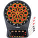An Arachnid electronic dart board with darts in the center.