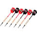 A group of five Arachnid darts with red and black tips.